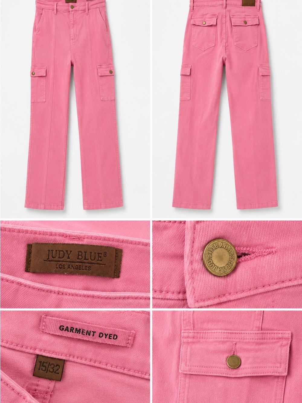 Judy Blue Los Angeles Pink Garment-Dyed Cargo Pants Size 15/32